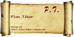 Plon Tibor névjegykártya
